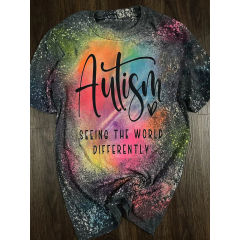 Elegant Women's Tie-Dye Casual T-Shirt for Autism Awareness